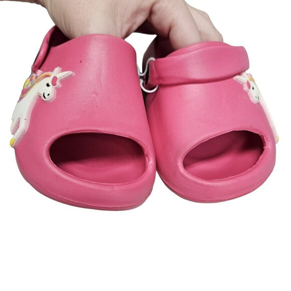 Pink Unicorn Kids Clogs With Comfort‎ Insole Adjustable Strap Slip On Whimsical - Picture 2 of 9